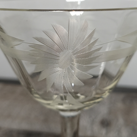 Vintage Hand Blown Etched Flowers & Leaves Crystal Stemware Made Poland Set 4 - Picture 2 of 7